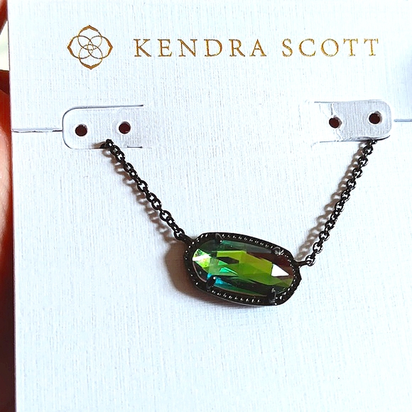 New Elisa Gunmetal Pendant Necklace in Grey Dichroic Glass - Picture 2 of 12